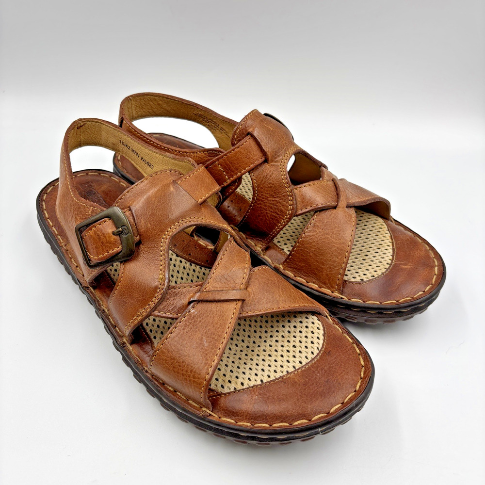 Born Women Size 10 Brown Leather Fisherman Granola Boho Sandal Side Buckle Shoes